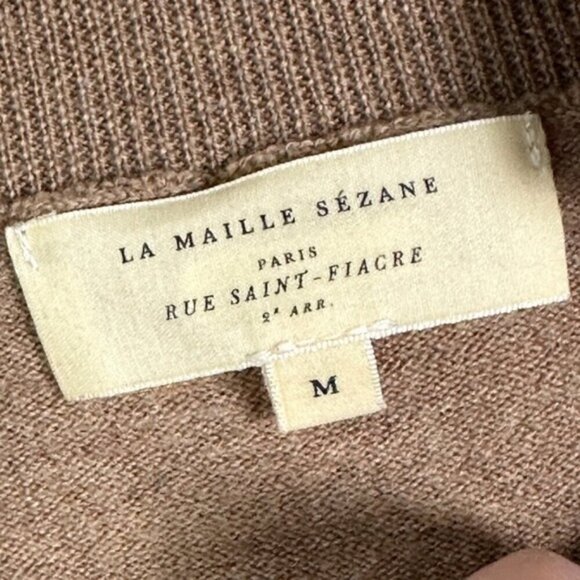 Sezane Jacob Sweater Button Shoulder Merino Wool Camel Size Medium French Knit - Picture 5 of 16